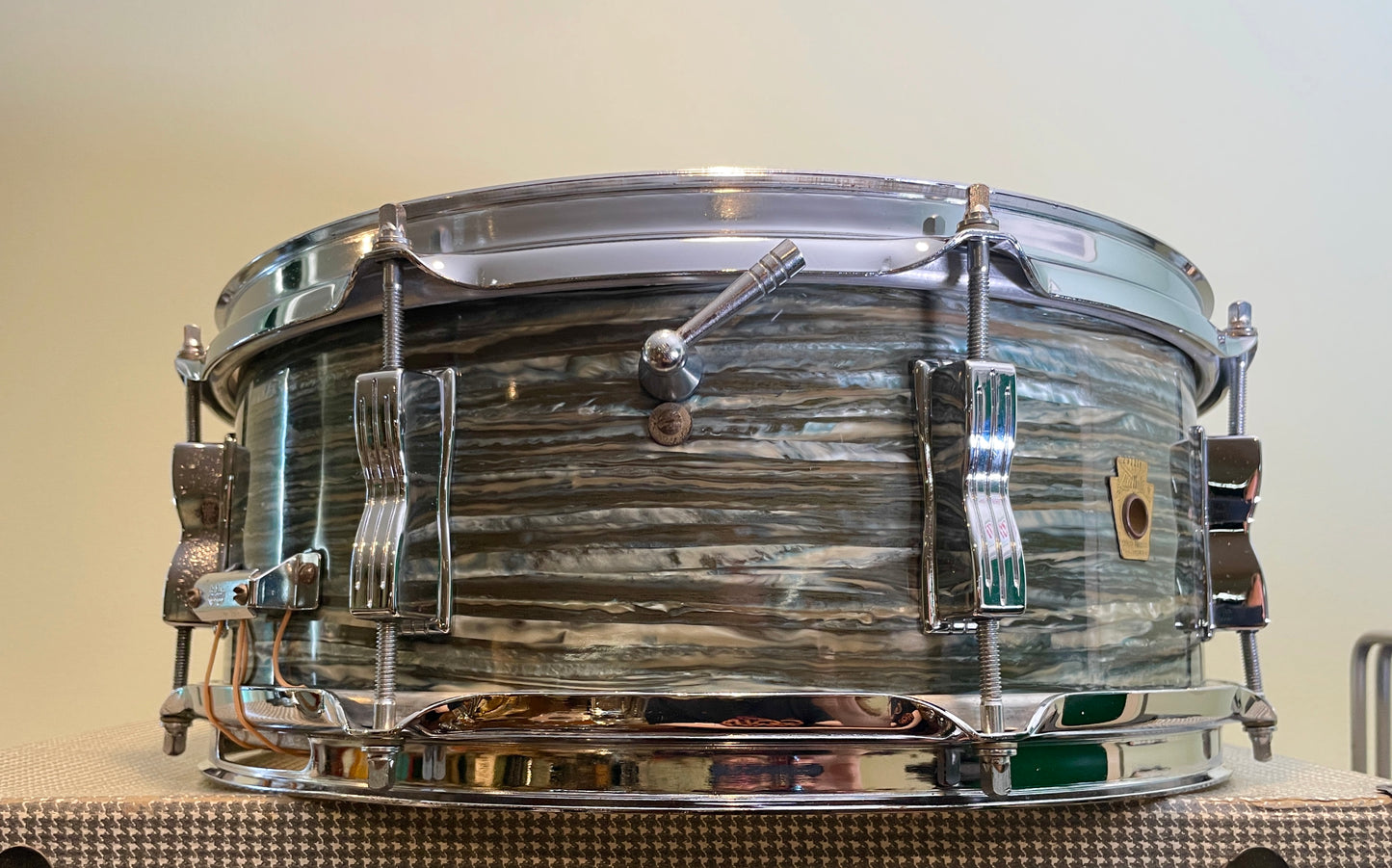 1966 Ludwig 5x14 Jazz Festival Snare Drum Oyster Blue Pearl