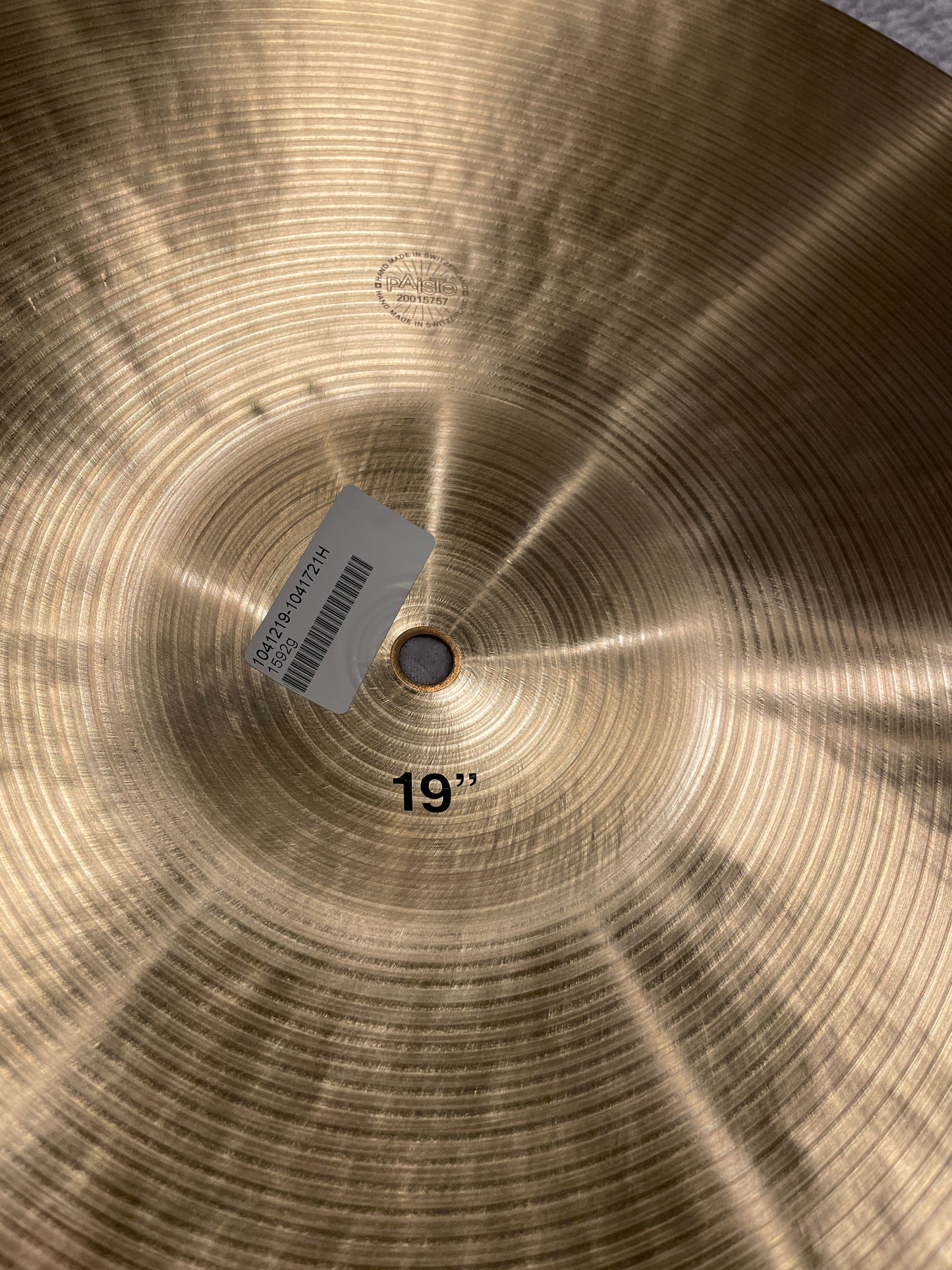 19" Paiste 602 Classic Thin Crash Cymbal 1592g