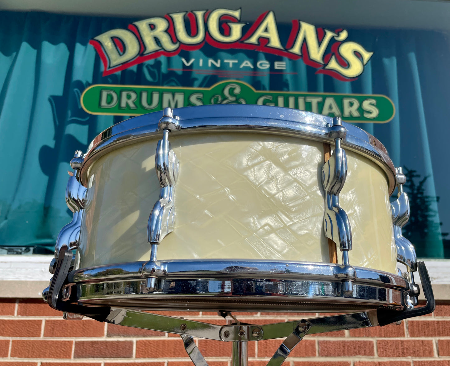 1950s Premier 5.5x14 Super Ace Snare Drum White Marine Pearl