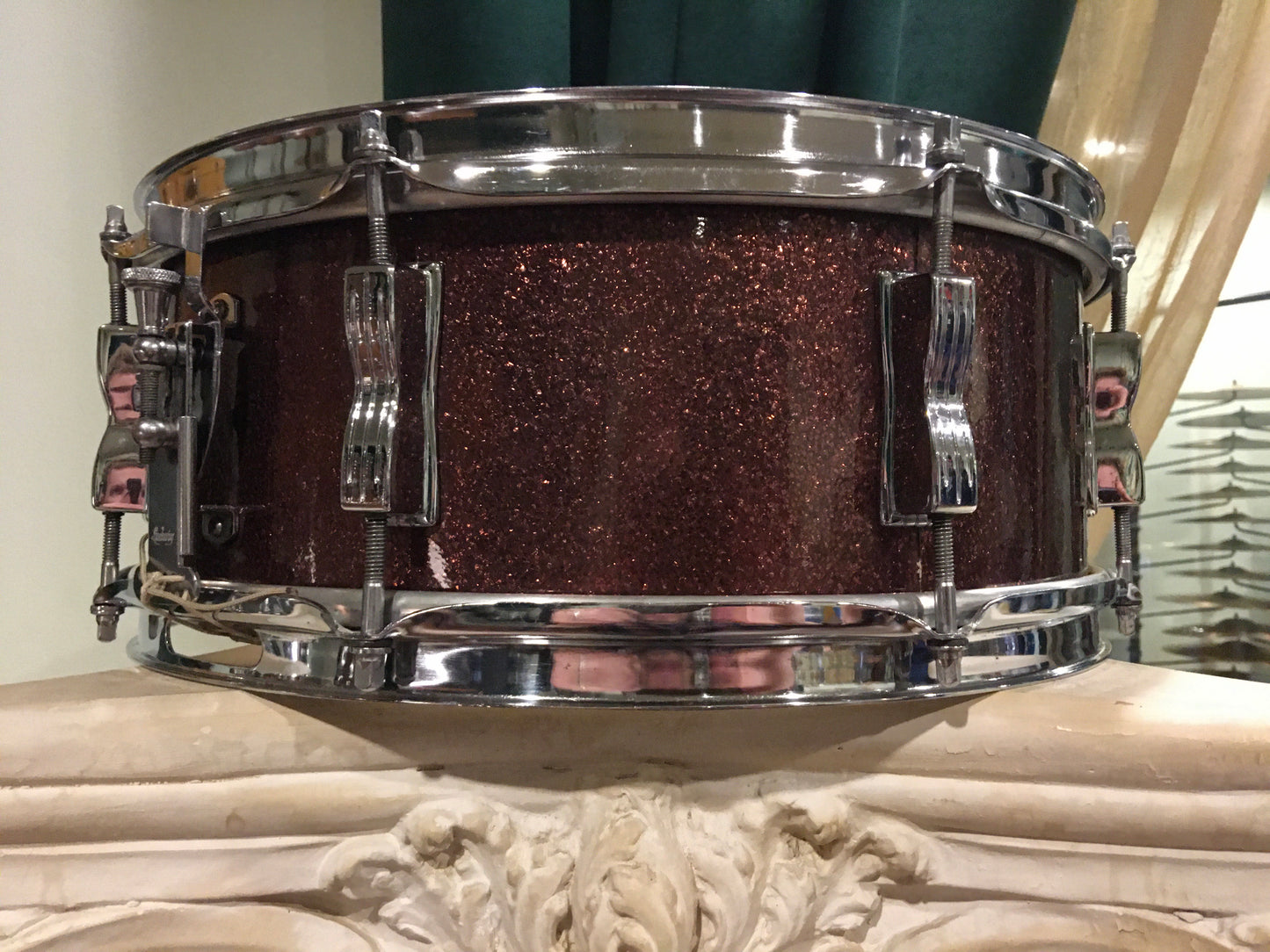 1966 Ludwig 5x14 Jazz Festival Snare Drum Burgundy Sparkle