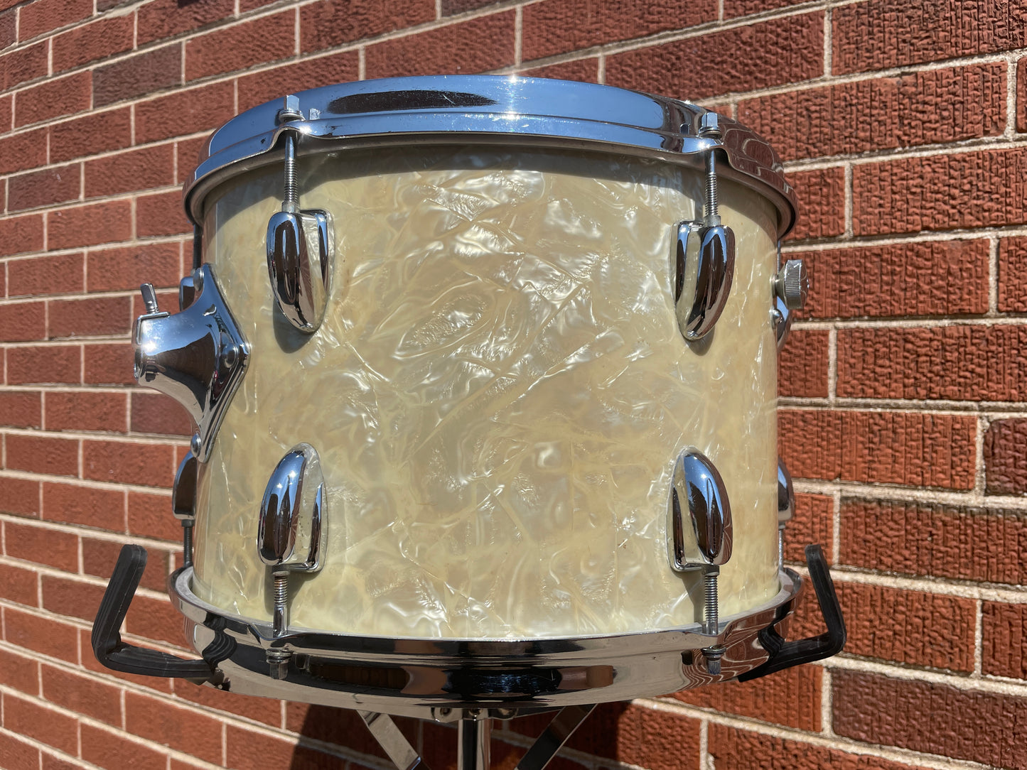 1970s Slingerland 9x13 Tom Drum White Marine Pearl