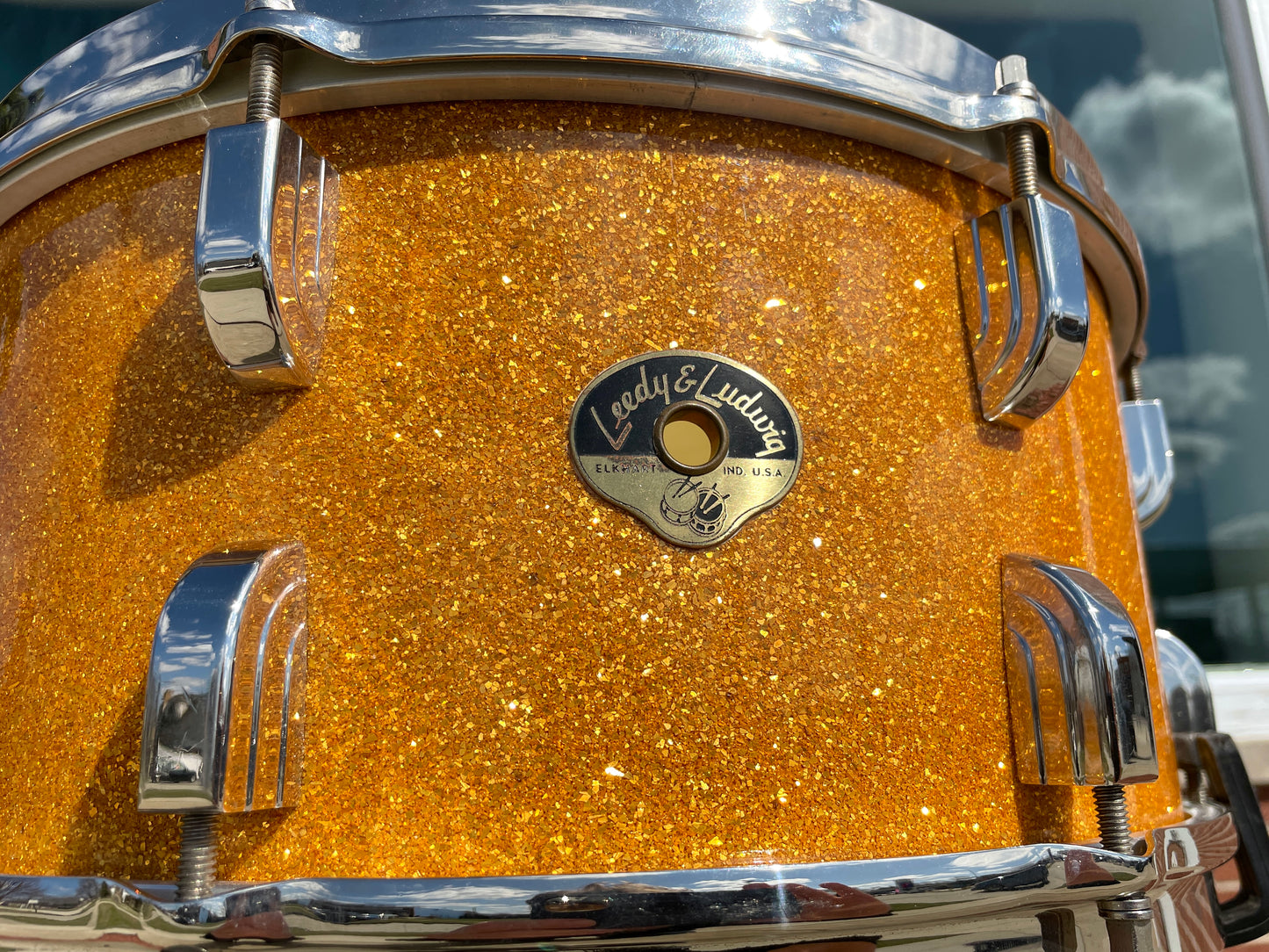 1955 Leedy & Ludwig 6.5x14 No. 400 Broadway Snare Drum "Sparkling Gold" Sparkle