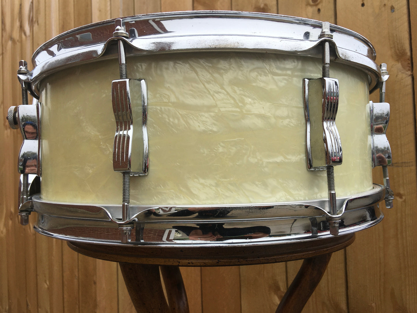 1957 WFL Ludwig 5.5x14 Buddy Rich Super Classic Snare Drum White Marine Pearl