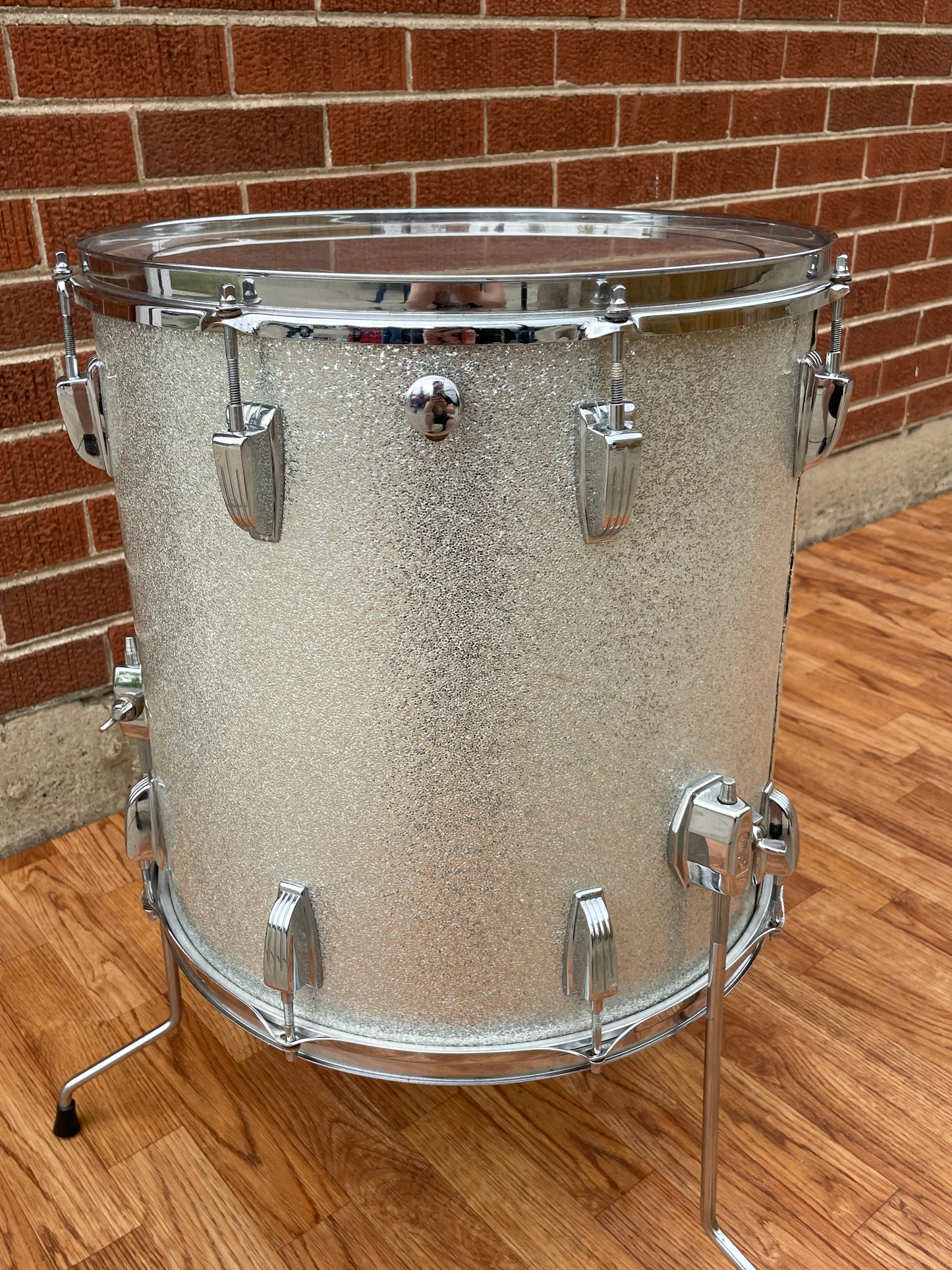 1970s Ludwig 16x16 Floor Tom Silver Sparkle