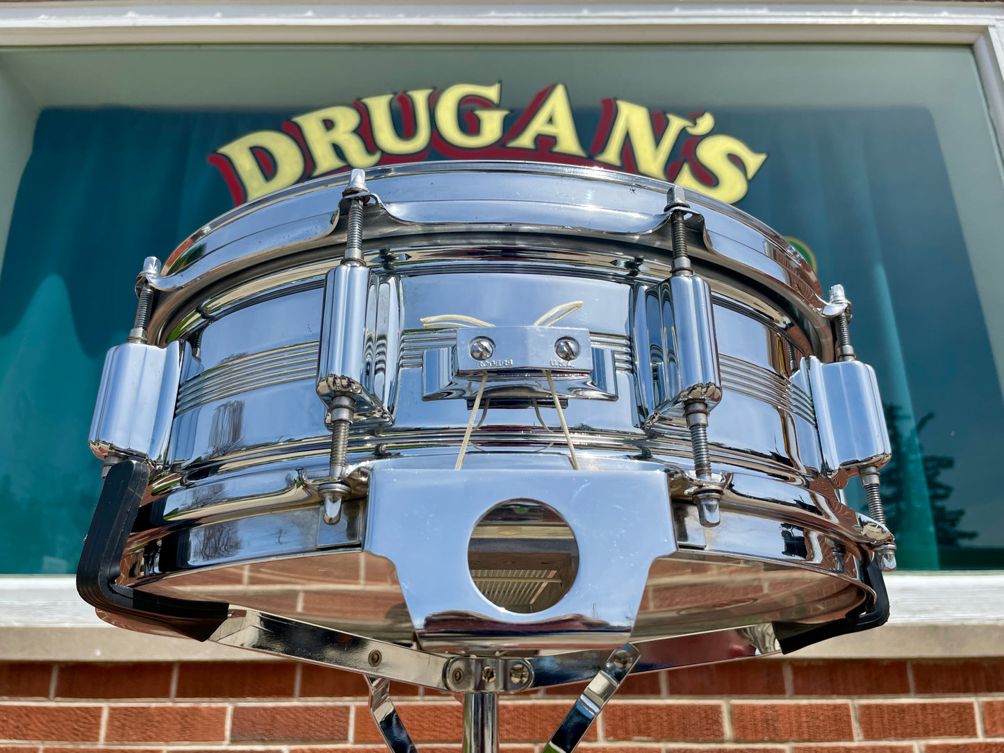 Vintage Rogers 5x14 Dynasonic "Big R" Snare Drum Chrome Over Brass
