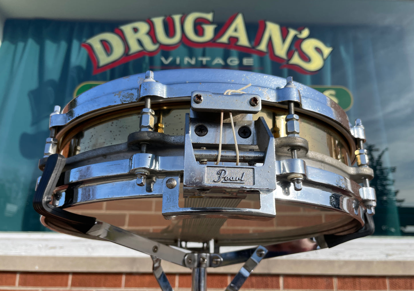 Pearl 3.5x14 Free Floating Brass Shell Piccolo Snare Drum 1st Gen