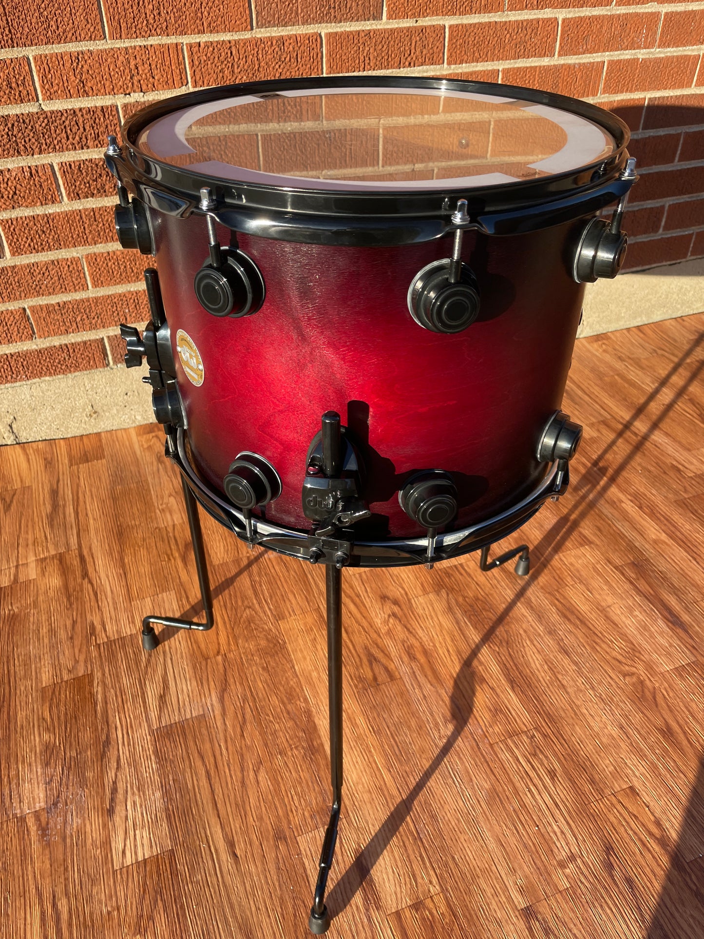 DW Collector's Series 11x14 Floor Tom Drum Single Red-Black Fade Burst Drum Workshop