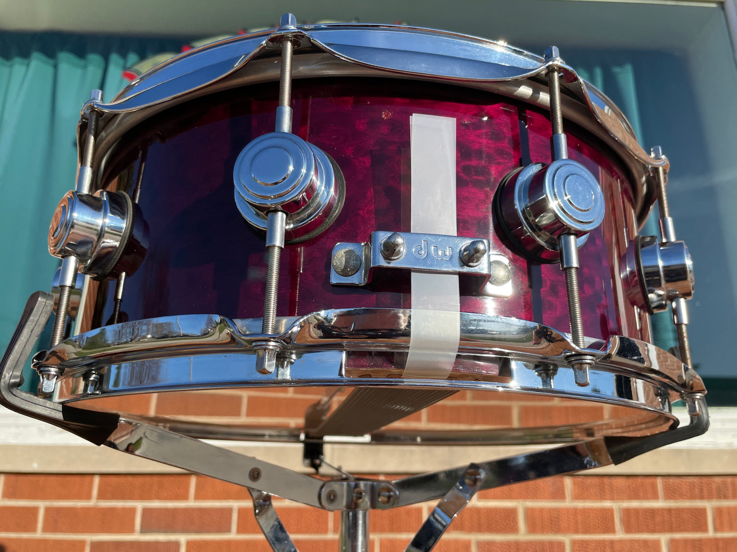 1998 Drum Workshop 5.5x14 Birdseye Maple Snare Drum Burgundy Wine DW Keller Shell