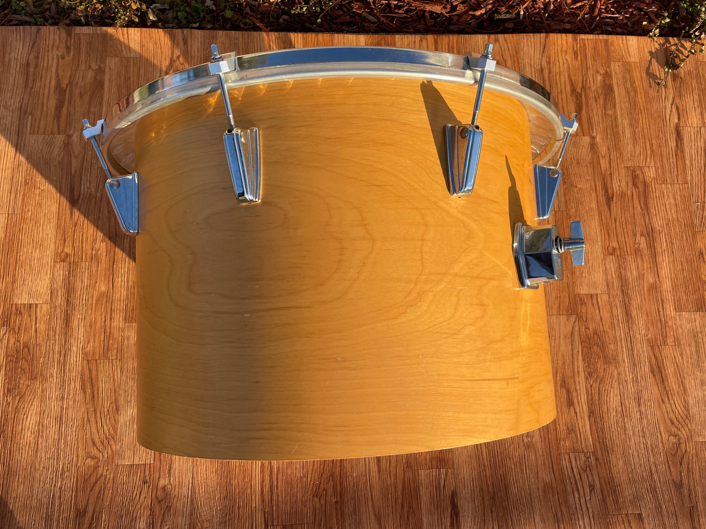 1980s Tama 20" Superstar Model 9850S Suspended Gong Bass Drum Super Maple Natural w/ Single Arm Stands - Billy Cobham