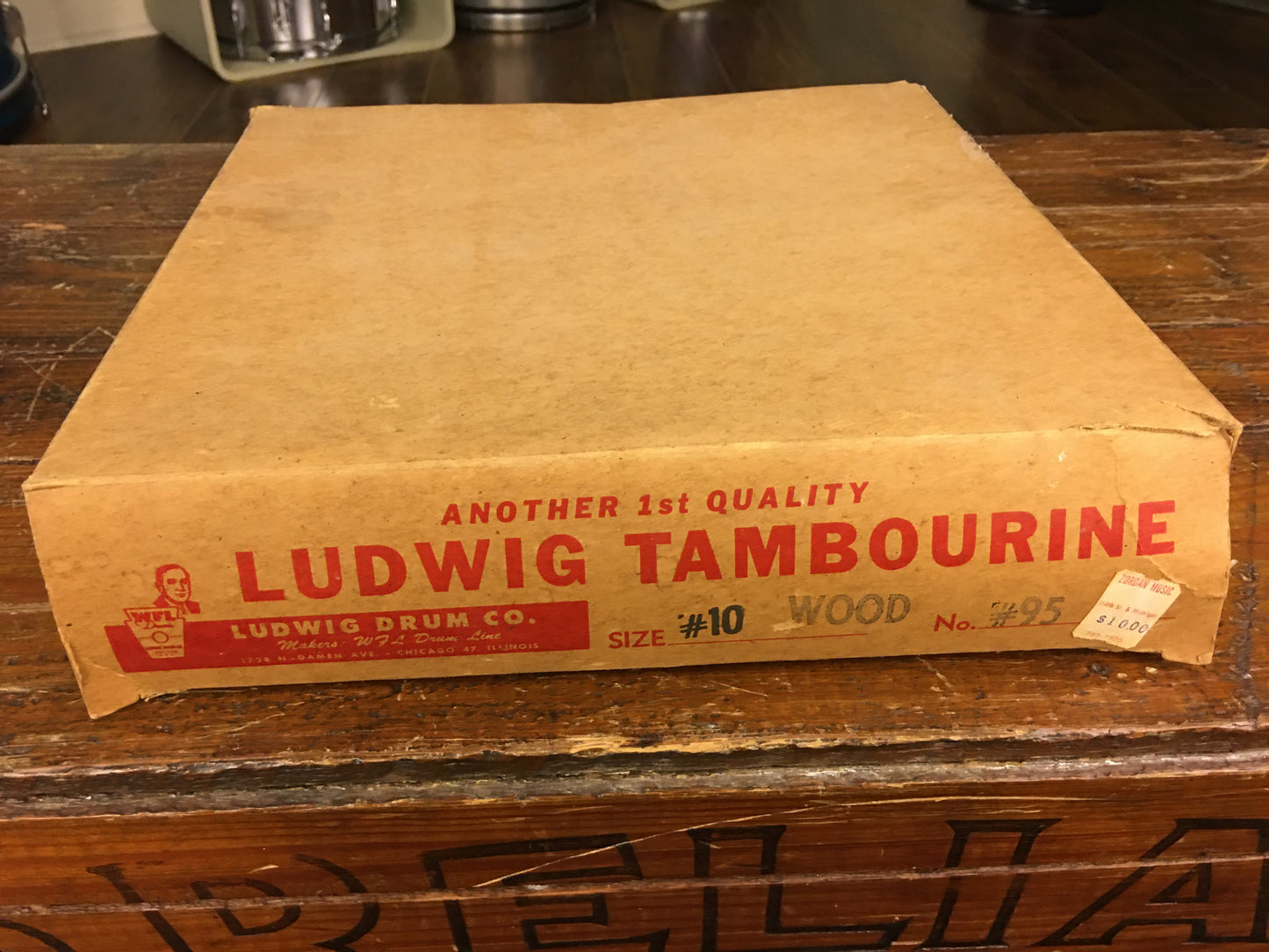 1950s WFL Ludwig 10" Tambourine Never Used w/ Original Box Amazing Find!