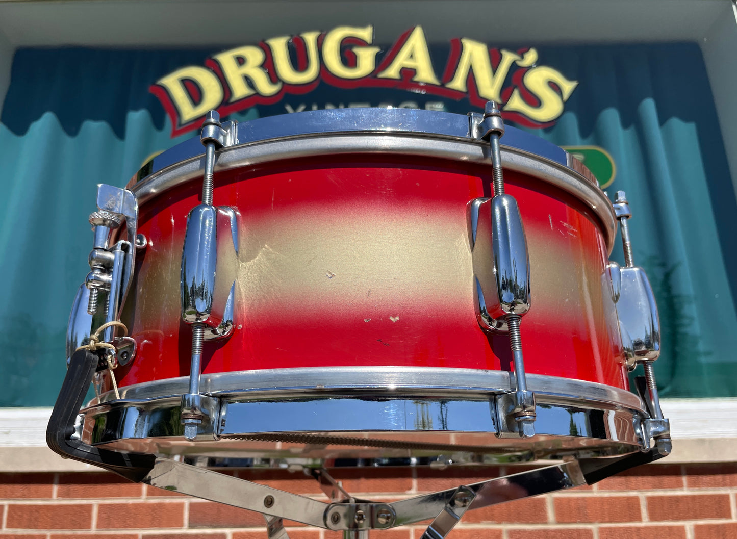 1958 Slingerland 5.5x14 No. 151 Student Model Snare Drum Red / Gold Duco 8-Lug