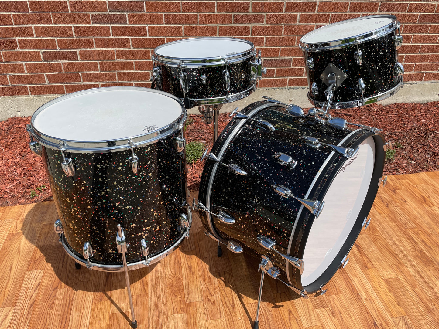 Early 1960s Slingerland Gene Krupa Deluxe Outfit No. 1-N Drum Set Mardi Gras Pearl 22/13/16/5.5x14