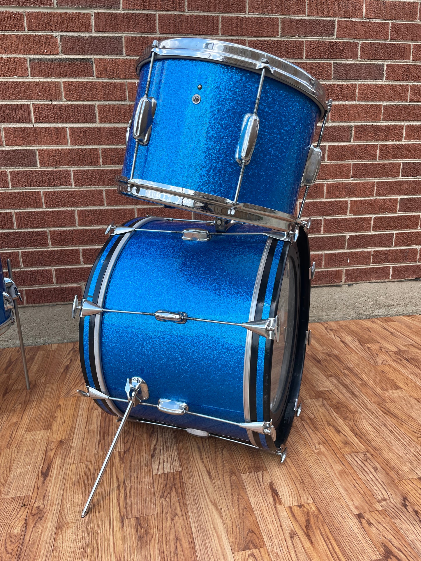 1960s Slingerland Stage Band Drum Set Blue Sparkle Rewrap 20/12/16