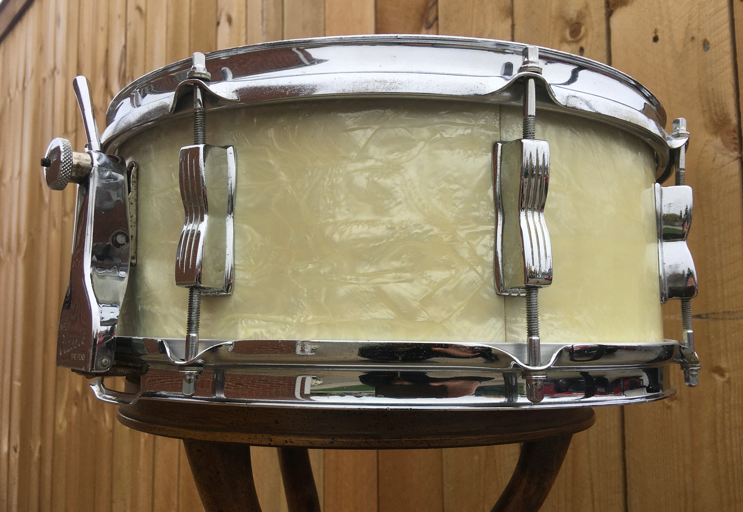 1957 WFL Ludwig 5.5x14 Buddy Rich Super Classic Snare Drum White Marine Pearl