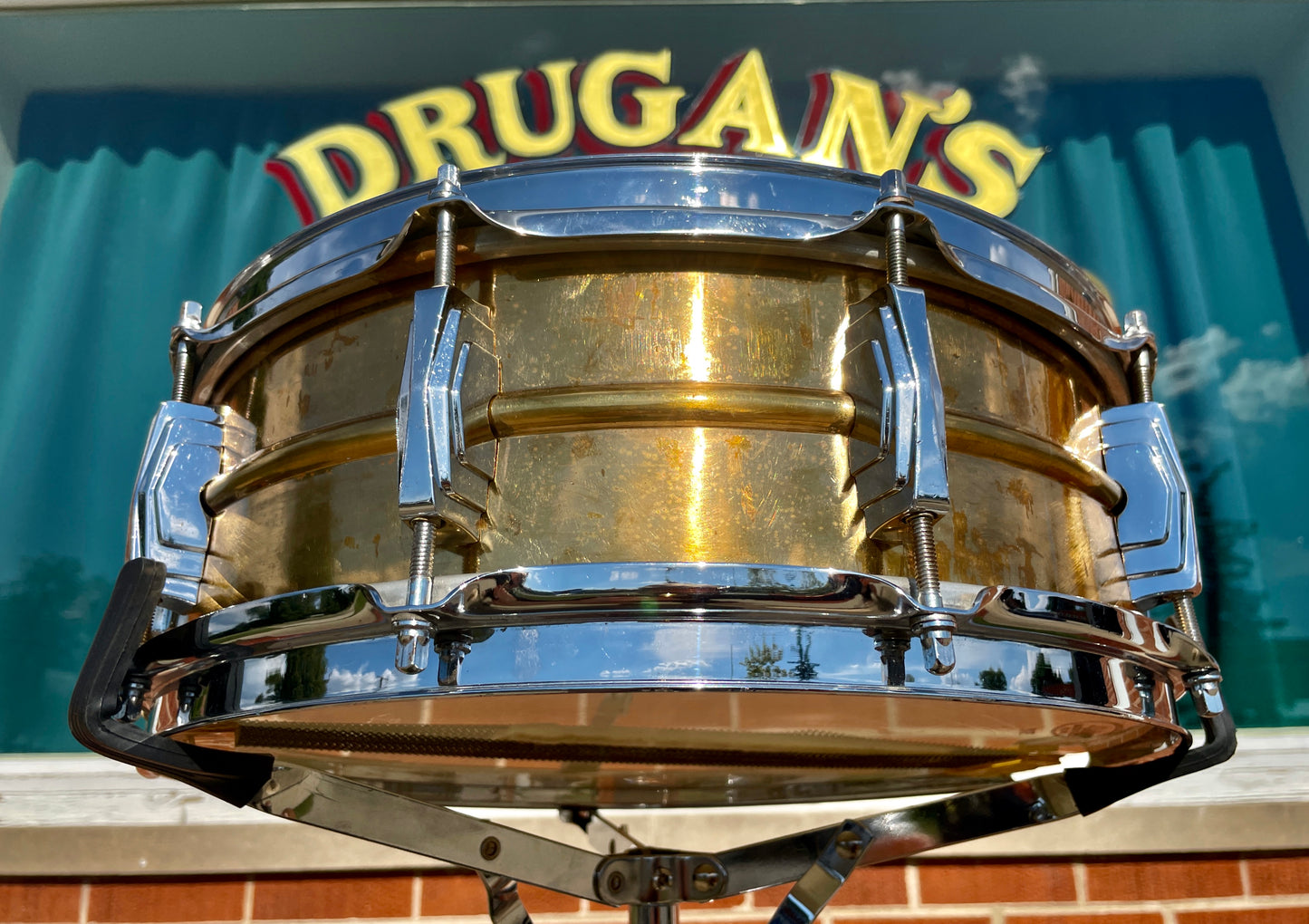 1958-60 Ludwig Trans Badge Super 401 5x14 Lacquered Brass Supraphonic Snare Drum