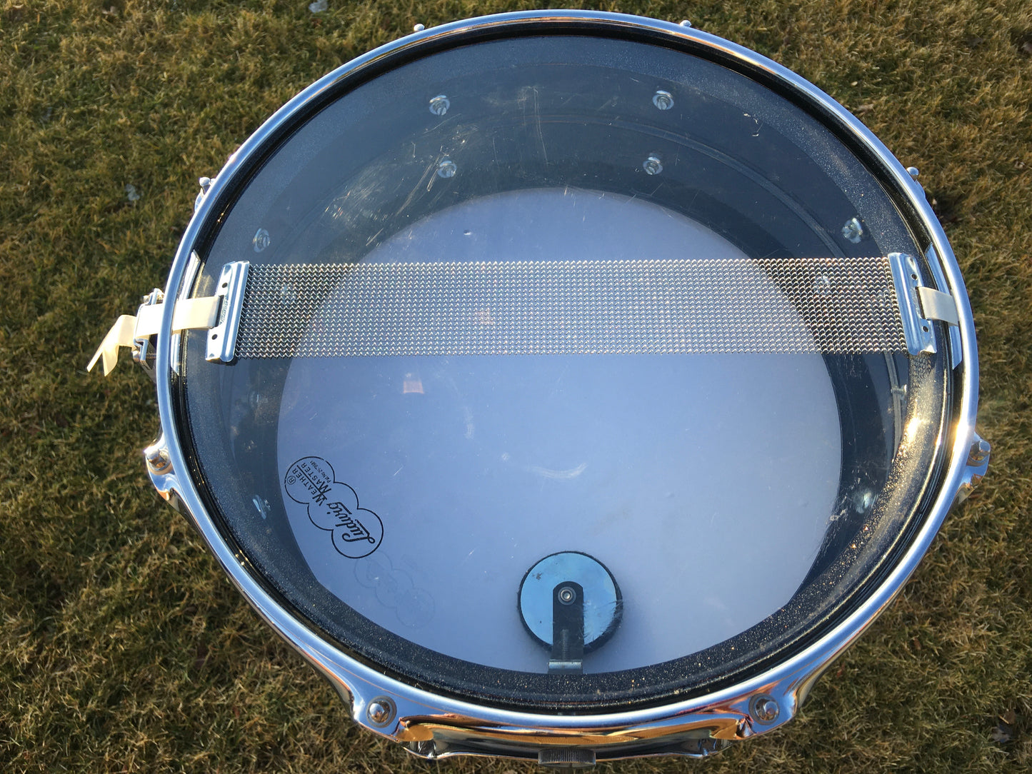 1980s Ludwig Black Galaxy 5x14 Blackrolite Acrolite Snare Drum