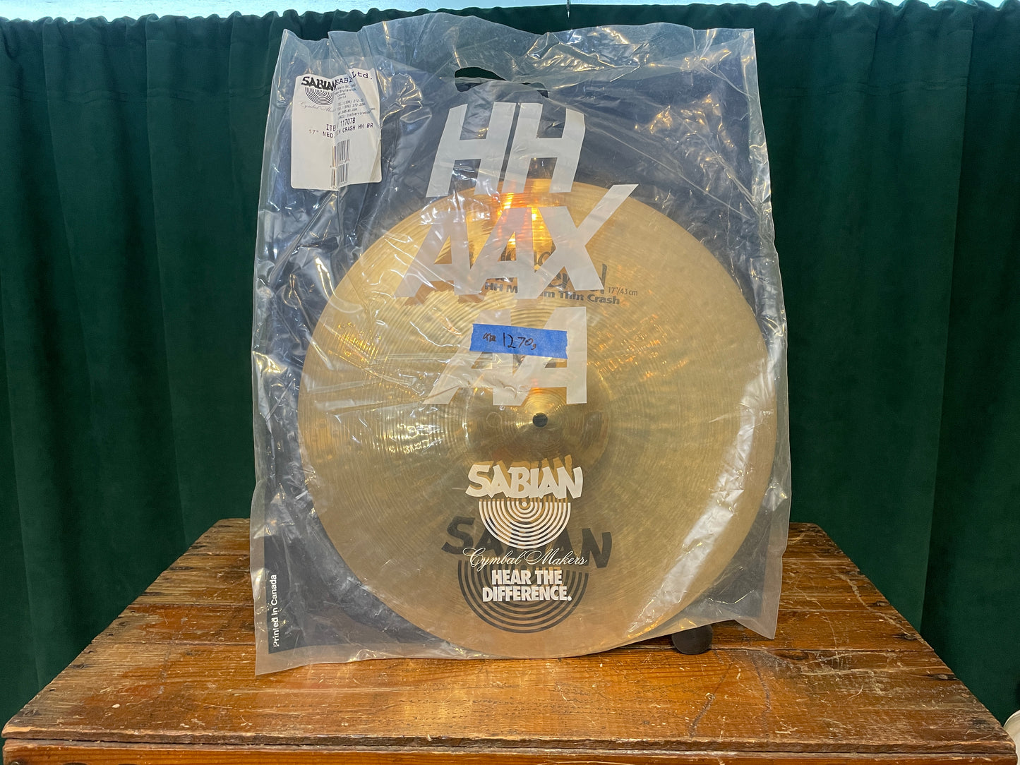 17" Sabian Hand Hammered HH Medium Thin Crash Cymbal Brilliant 1270g