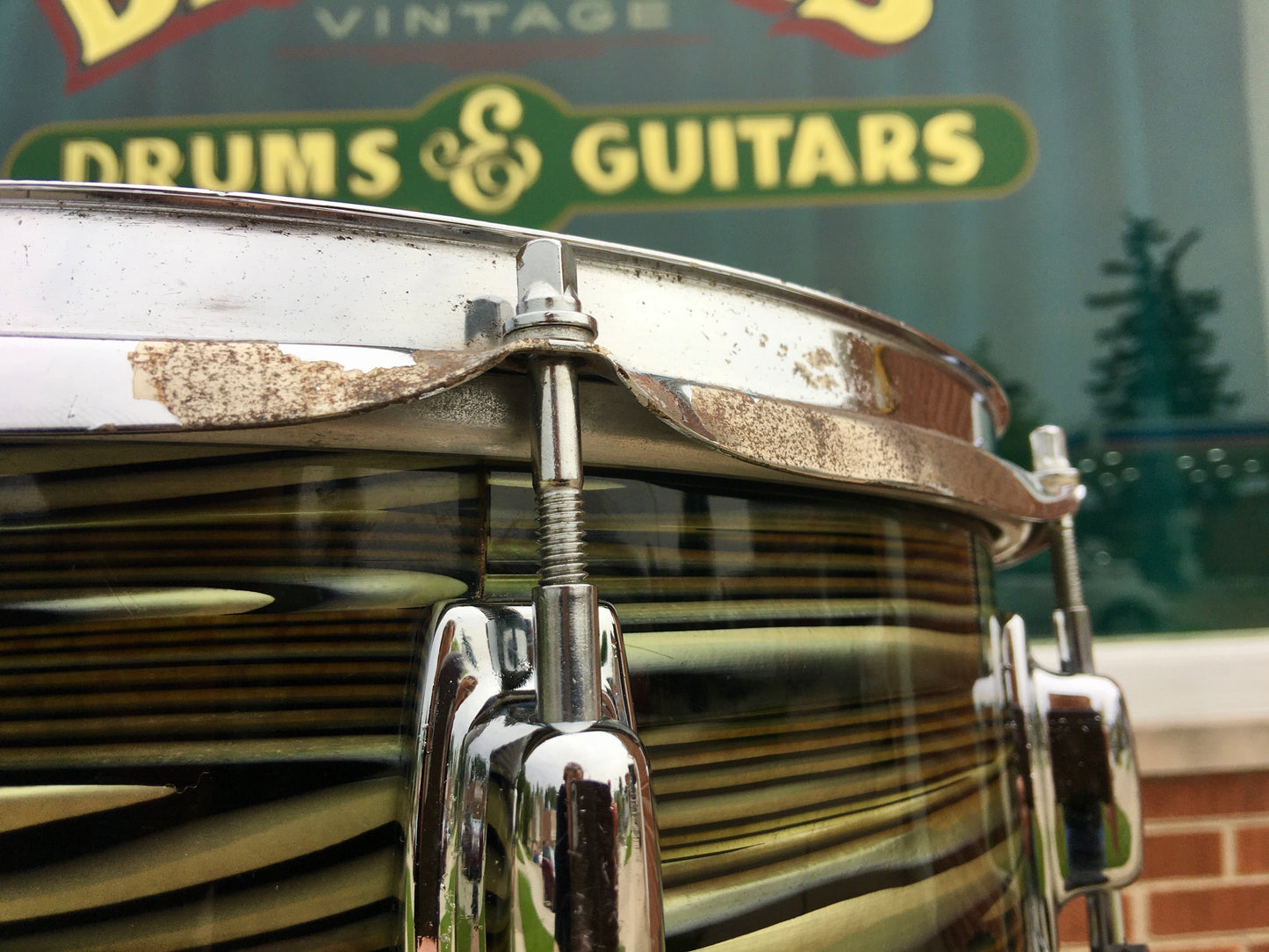 1969 Ludwig 5x14 Standard Snare Drum 3ply Avocado Strata