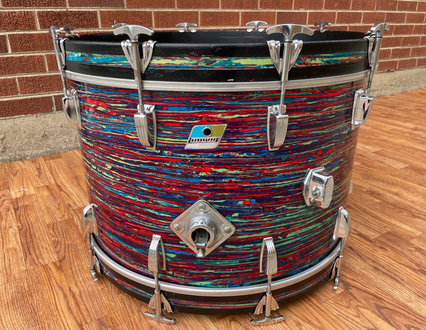 1970s Ludwig 14x22 Bass Drum Psychedelic Red