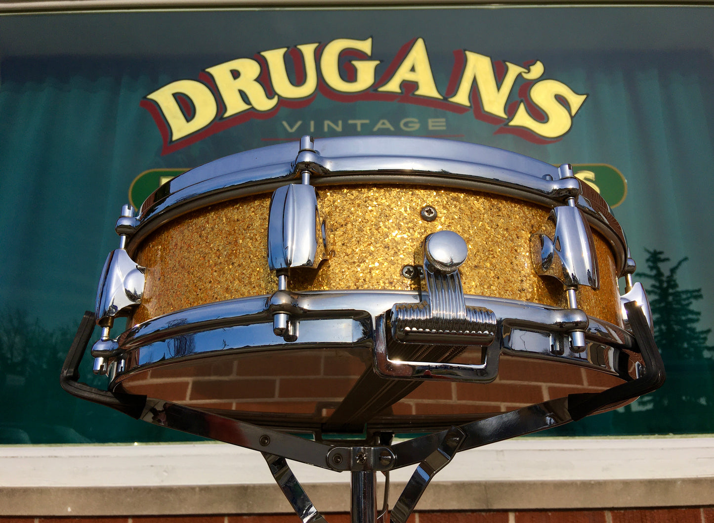 1960s Premier 4x14 Royal Ace 4 Snare Drum Gold Sparkle