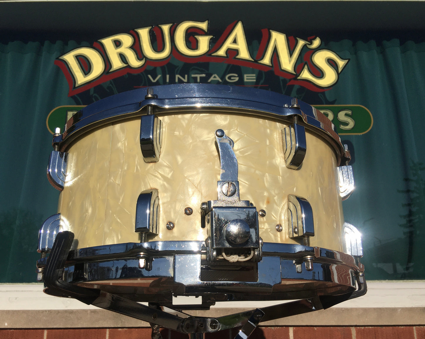 1939 Leedy 6.5x14 Broadway Parallel Snare Drum White Marine Pearl