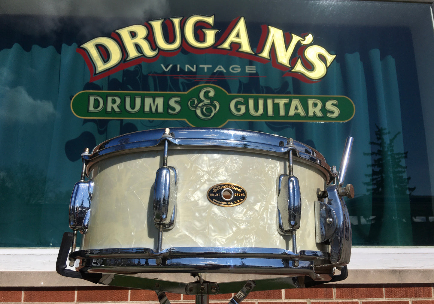 1956-59 Slingerland 5.5x14 Radio King Snare Drum White Marine Pearl