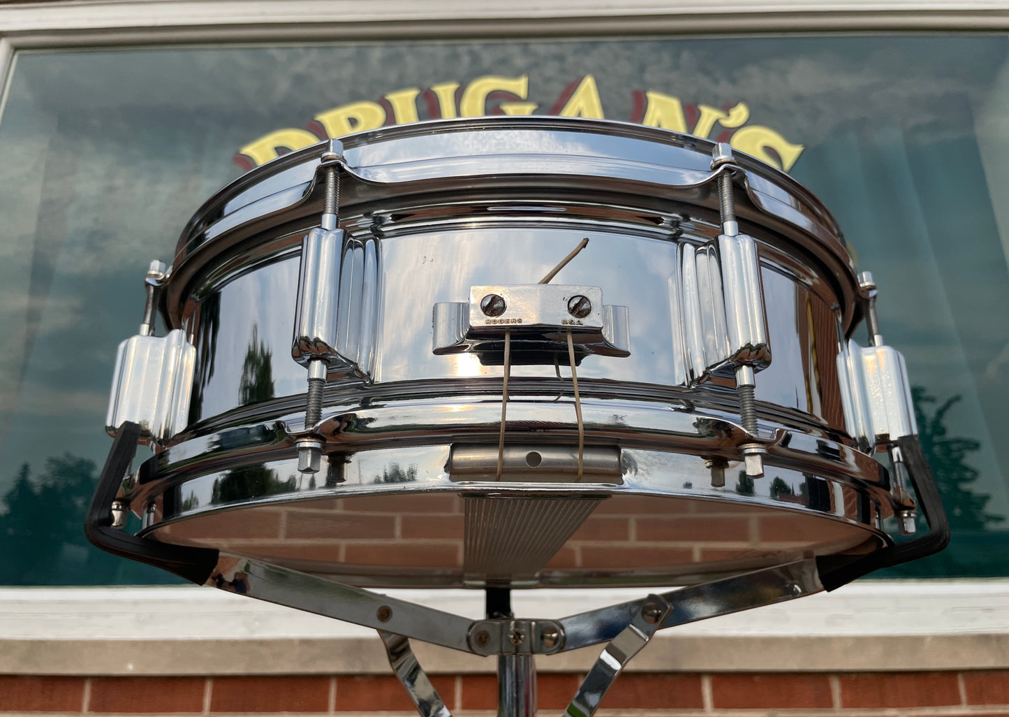 1960s Rogers 5x14 Powertone Snare Drum Chrome Over Brass Cleveland COB