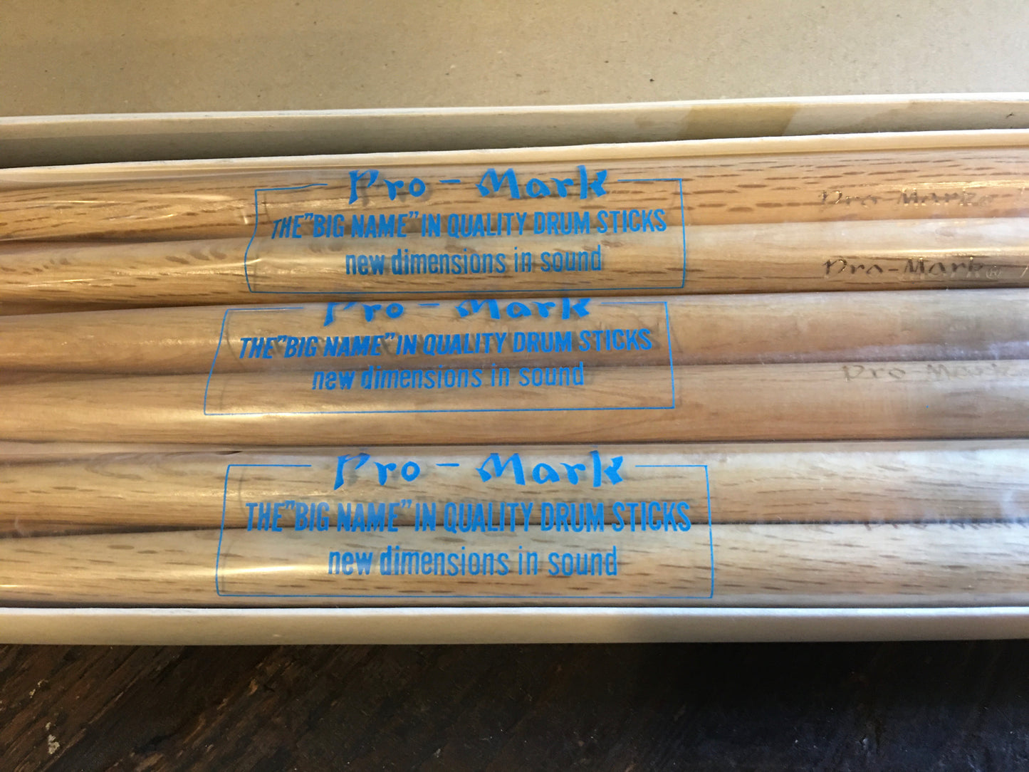 1960s NOS Pro-Mark Model JH Drumsticks Wood Tip 6 Pairs w/ Box Made In Japan