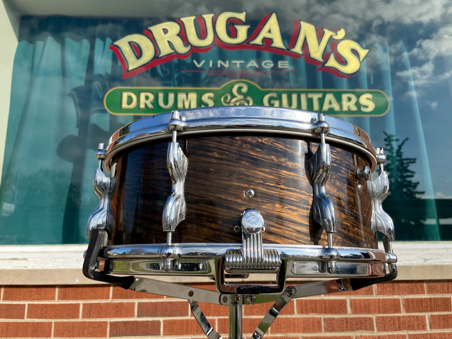 1960s Premier Royal Ace 5.5x14 Snare Drum Mahogany Duroplastic Root Beer Swirl Ringo Rootbeer