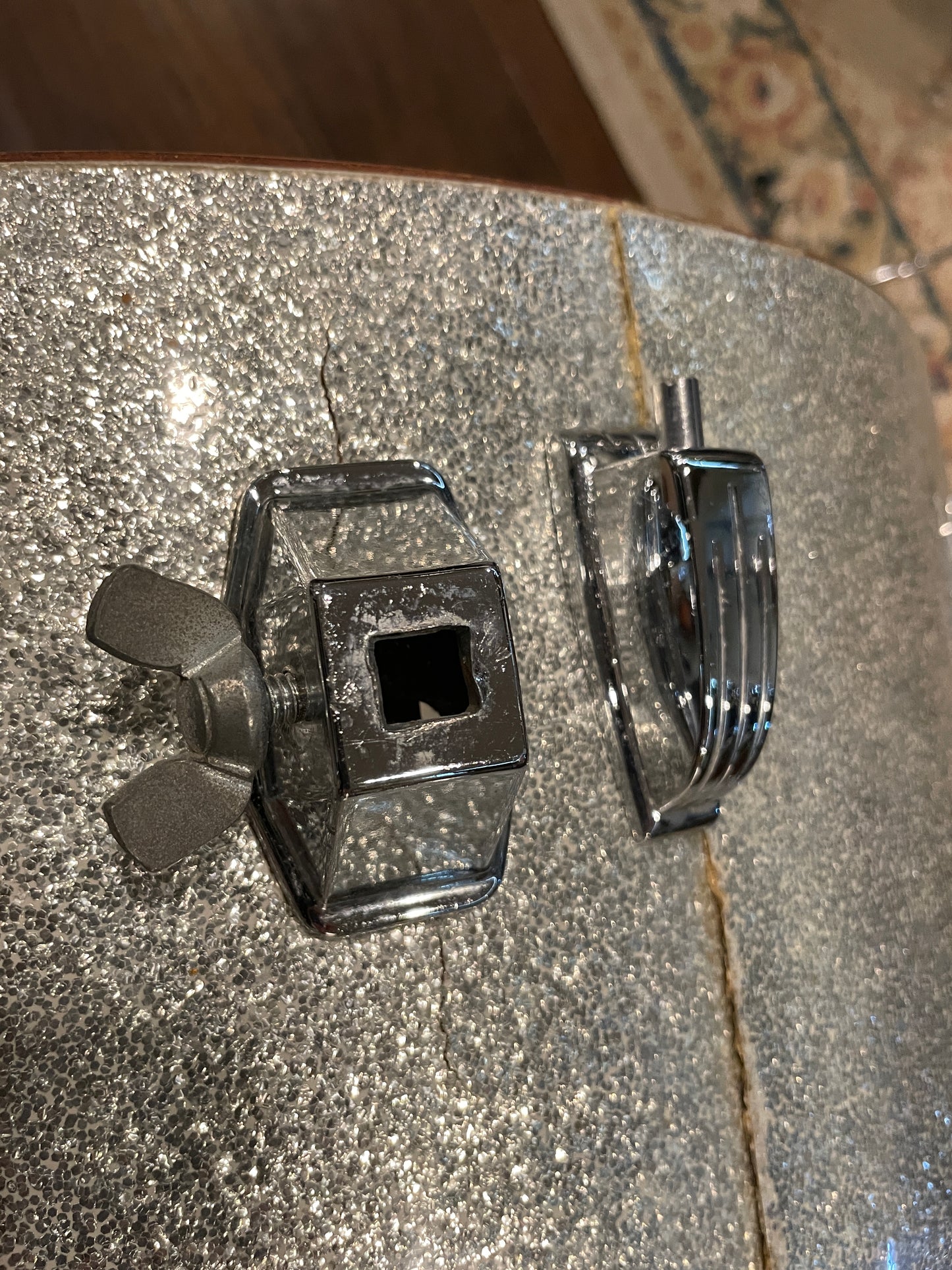 1970s Ludwig 14x22 Hollywood Bass Drum Silver Sparkle