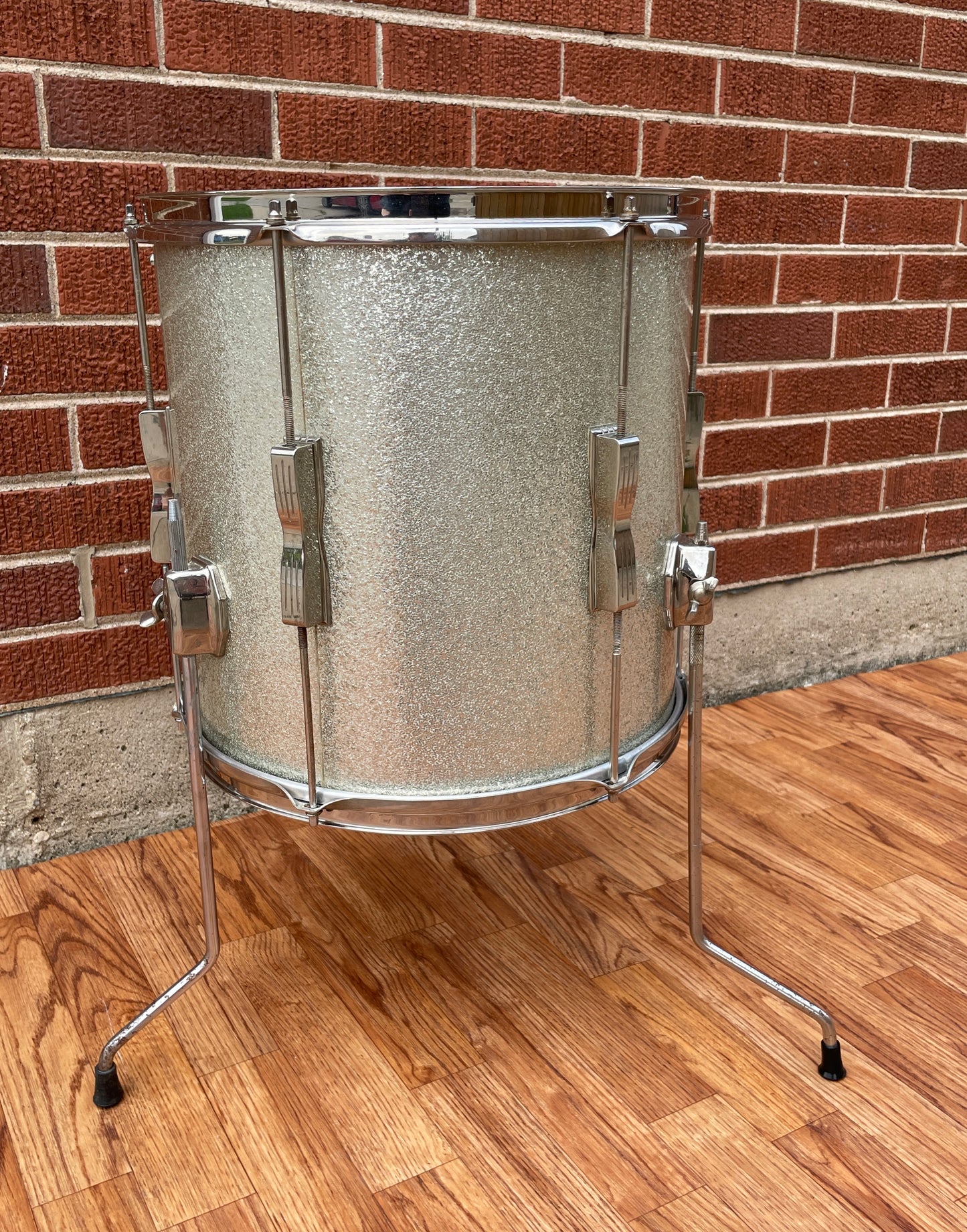 1960s Ludwig 14x14 Club Date Floor Tom Drum Silver Sparkle