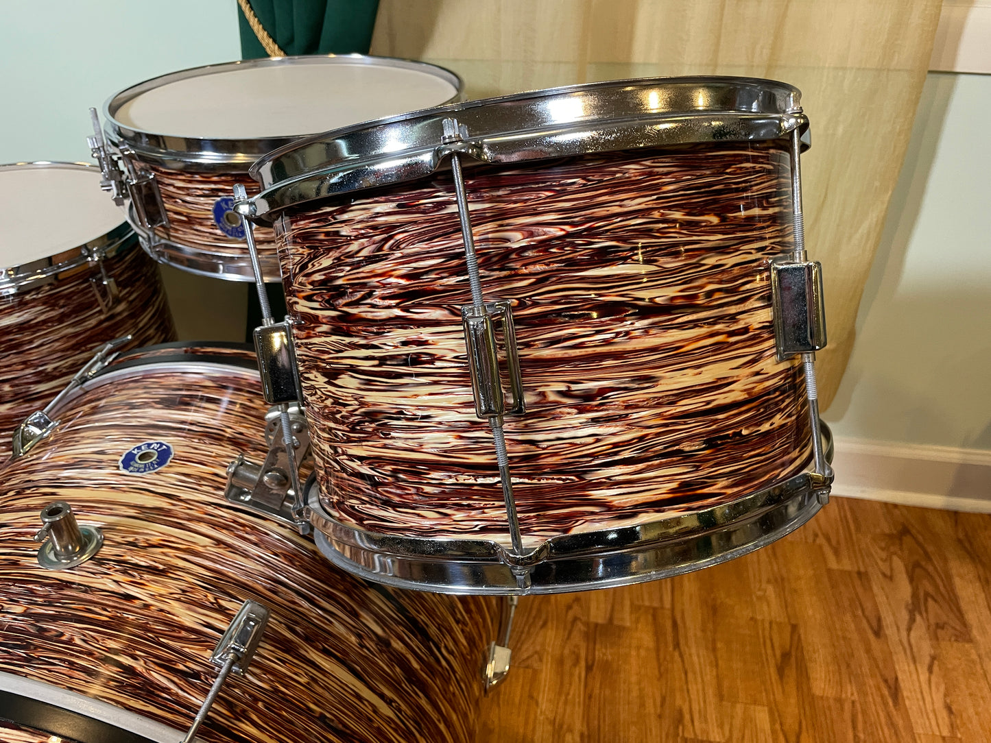 Vintage Kent Drum Set Raspberry Swirl 22/13/15/5x14 *Video Demo*