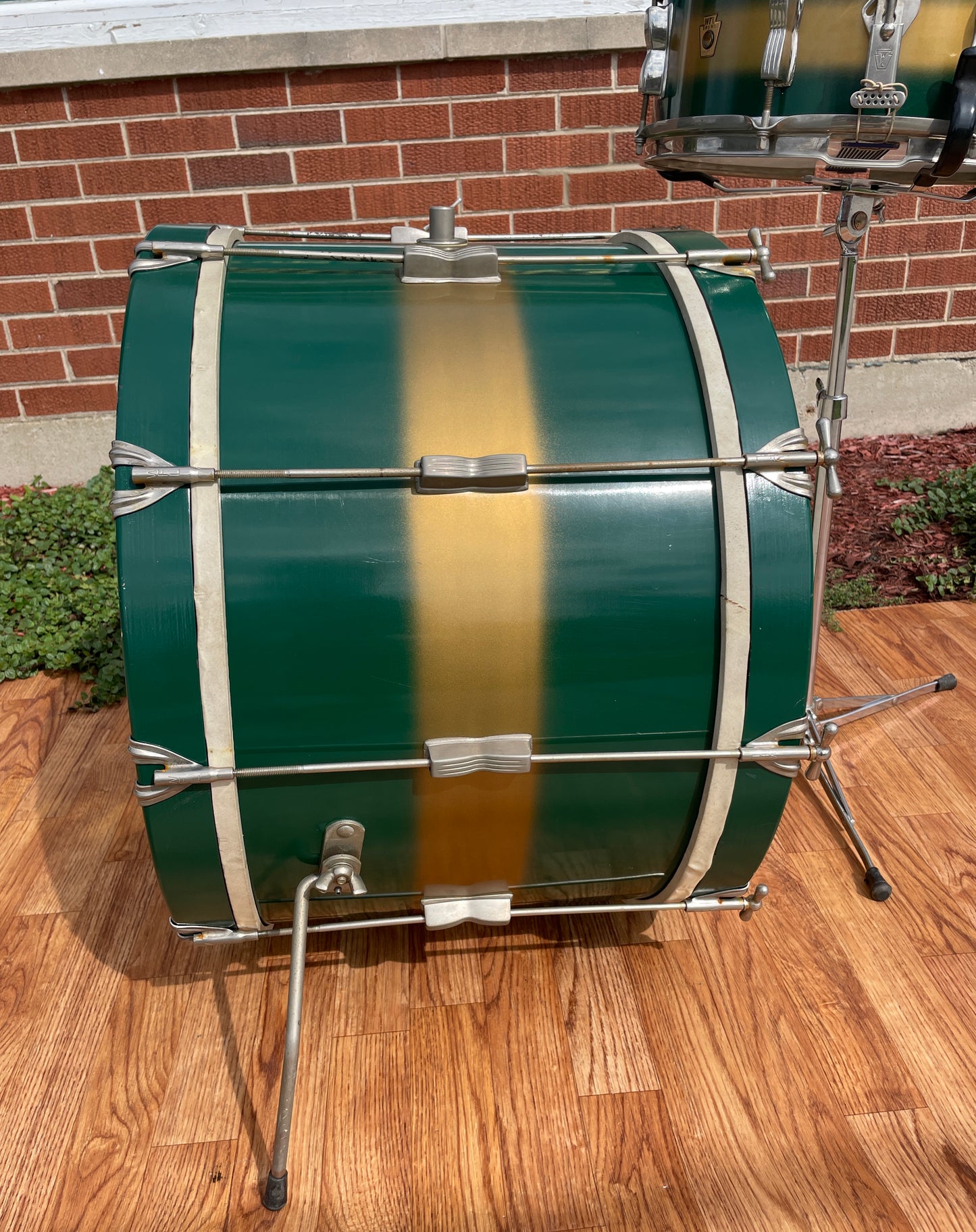 1957 WFL Ludwig Drum Set Green & Gold Duco 5.5x14 Jazz Fest Snare 14x22 Bass Drum