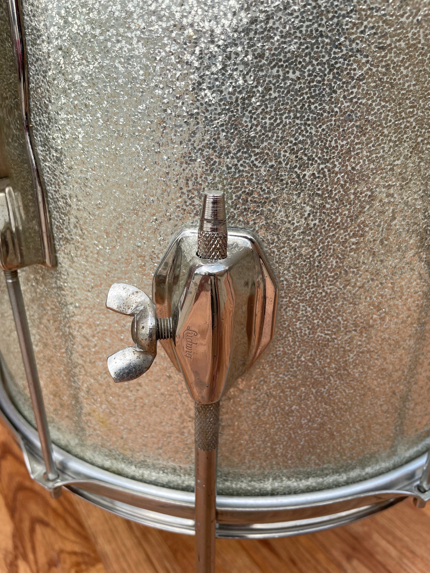1960s Ludwig 14x14 Club Date Floor Tom Drum Silver Sparkle
