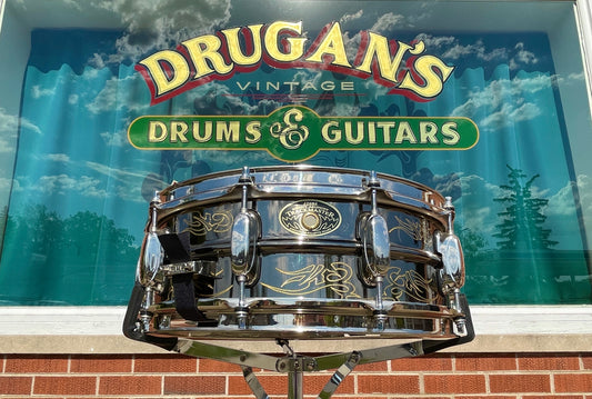 N.O.S. Tama 5x14 Kenny Aronoff KA145 Engraved Trackmaster Signature Brass Black Beauty Snare Drum