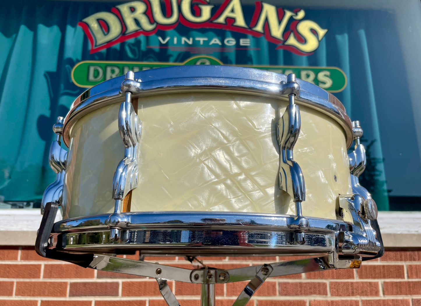1950s Premier 5.5x14 Super Ace Snare Drum White Marine Pearl