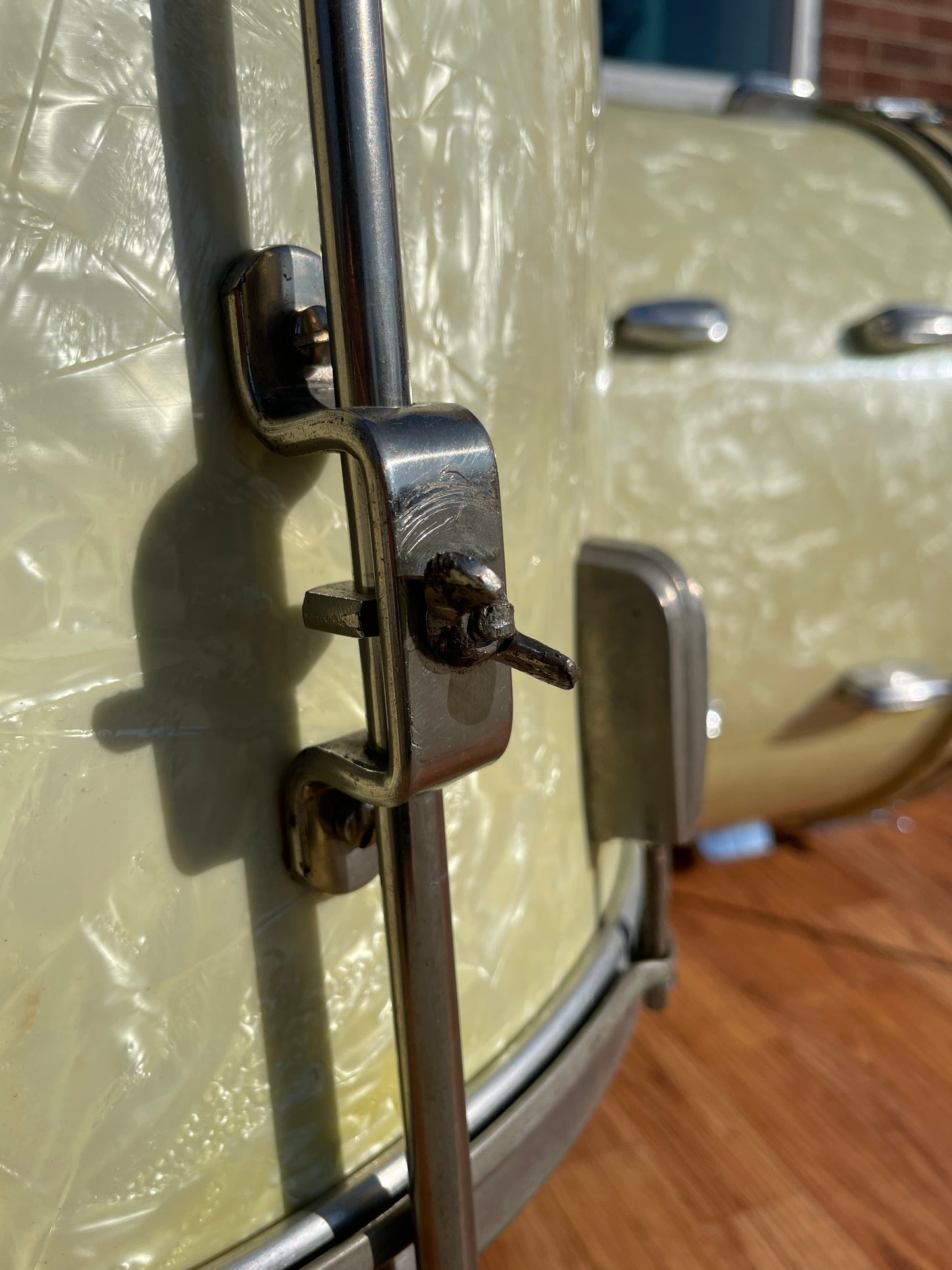 Vintage 1940s Slingerland Radio King Drum Set White Marine Pearl Cloud Badge *Video Demo*
