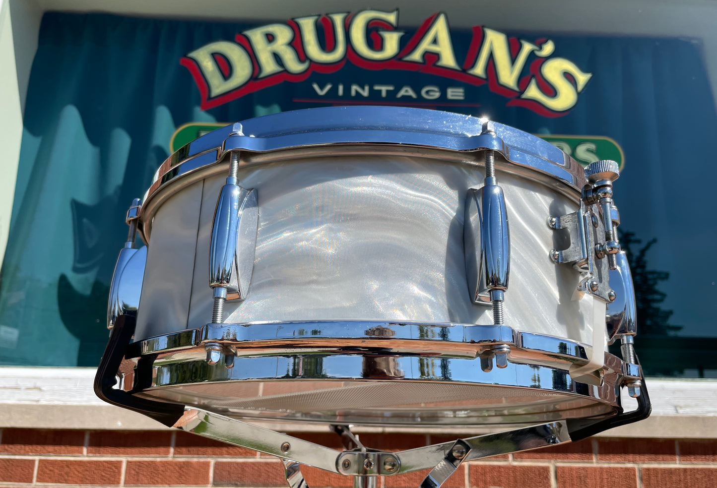 1960s Gretsch Progressive Jazz Drum Set Silver (White) Satin Flame