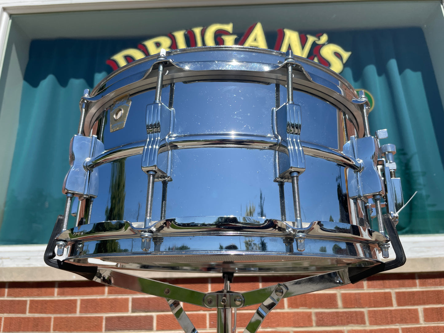 1980s Ludwig 6.5x14 LM402 Supraphonic Snare Drum Chicago Badge