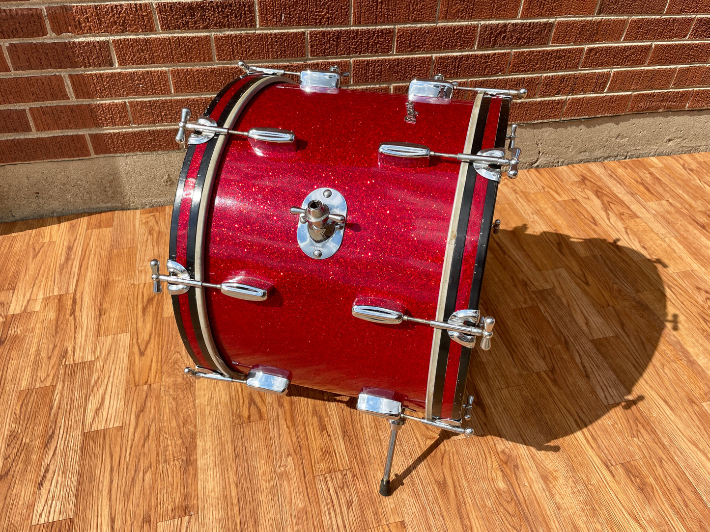 1960s Rogers 14x20 Holiday Bass Drum Single Sparkling Red Pearl Cleveland Glass Glitter Sparkle