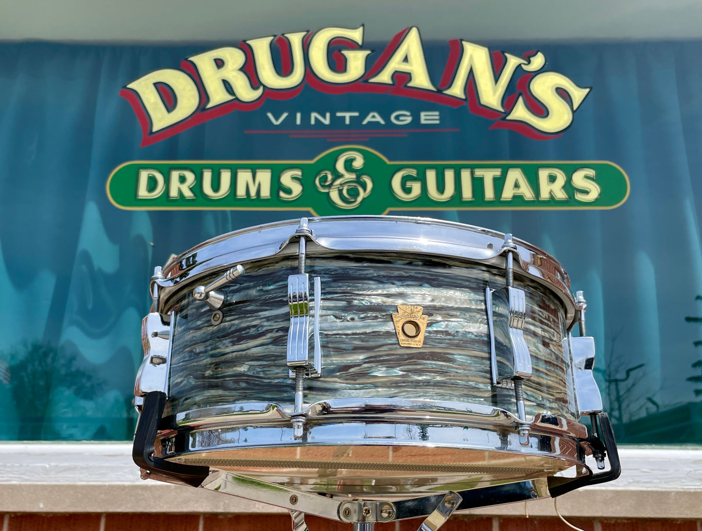 1965 Ludwig 5x14 Jazz Festival Snare Drum Oyster Blue Pearl COB