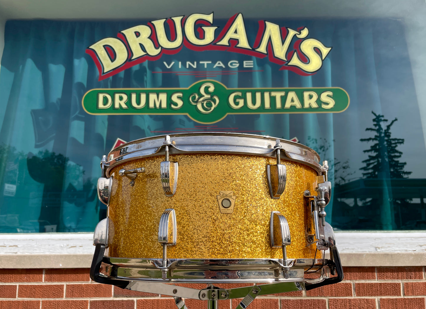 1962 Ludwig 6.5x14 No. 912 School Festival Snare Drum Gold Sparkle Pre-Serial