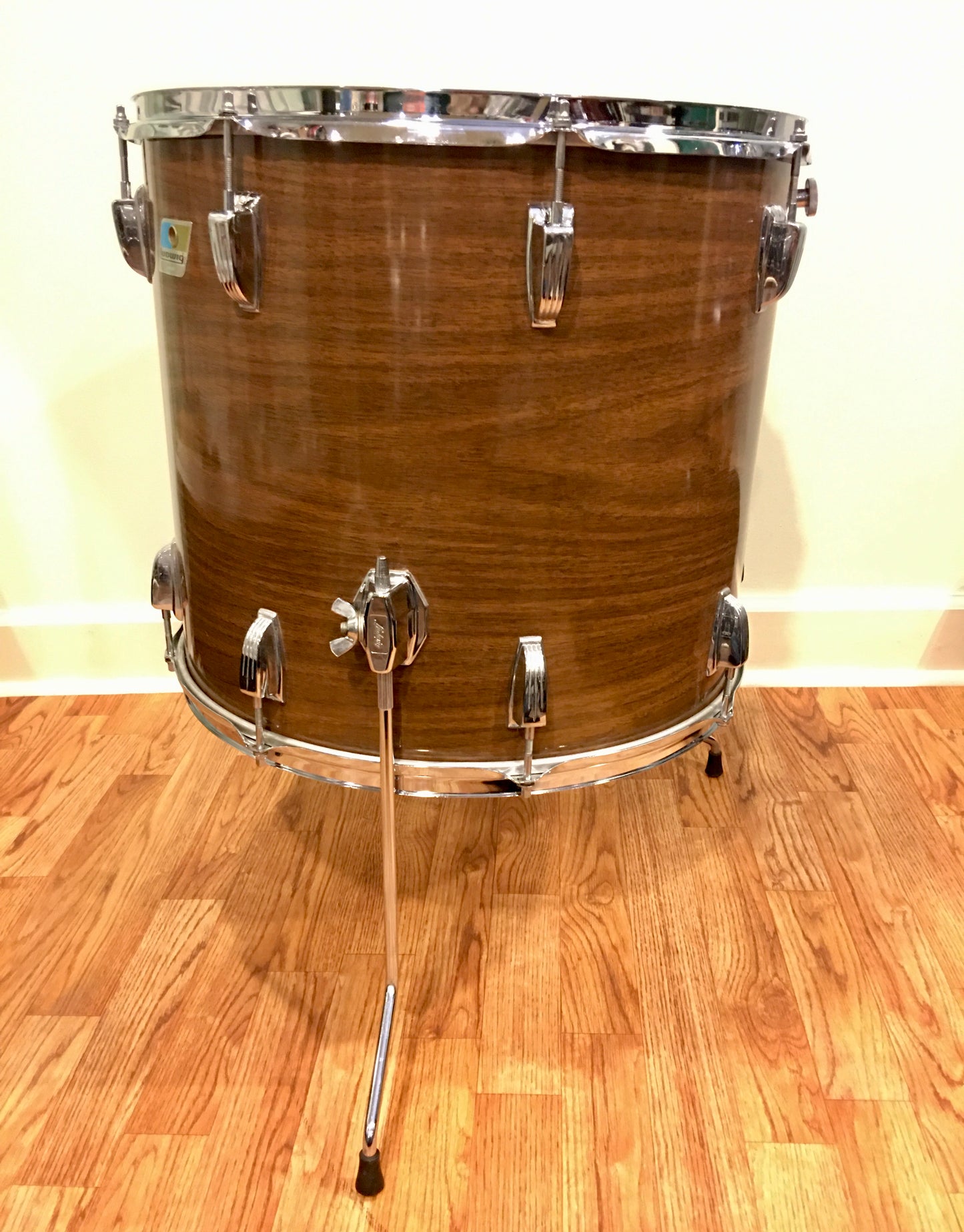 1970s Ludwig 16x18 3 Ply Single Floor Tom Drum Walnut Cortex