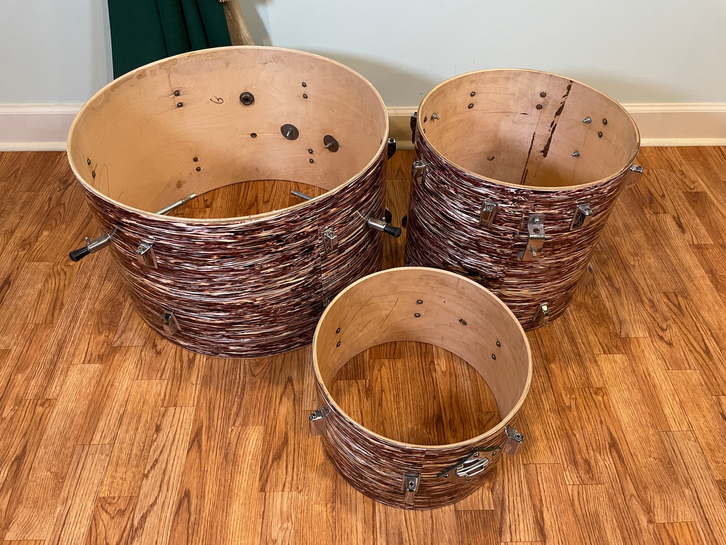 Vintage Kent Drum Set Raspberry Swirl 22/13/15/5x14 *Video Demo*