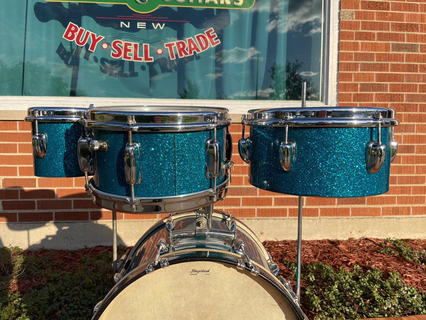 1958 Slingerland Radio King Little Pro Outfit No. 4N Drum Set Aqua Blue Sparkle