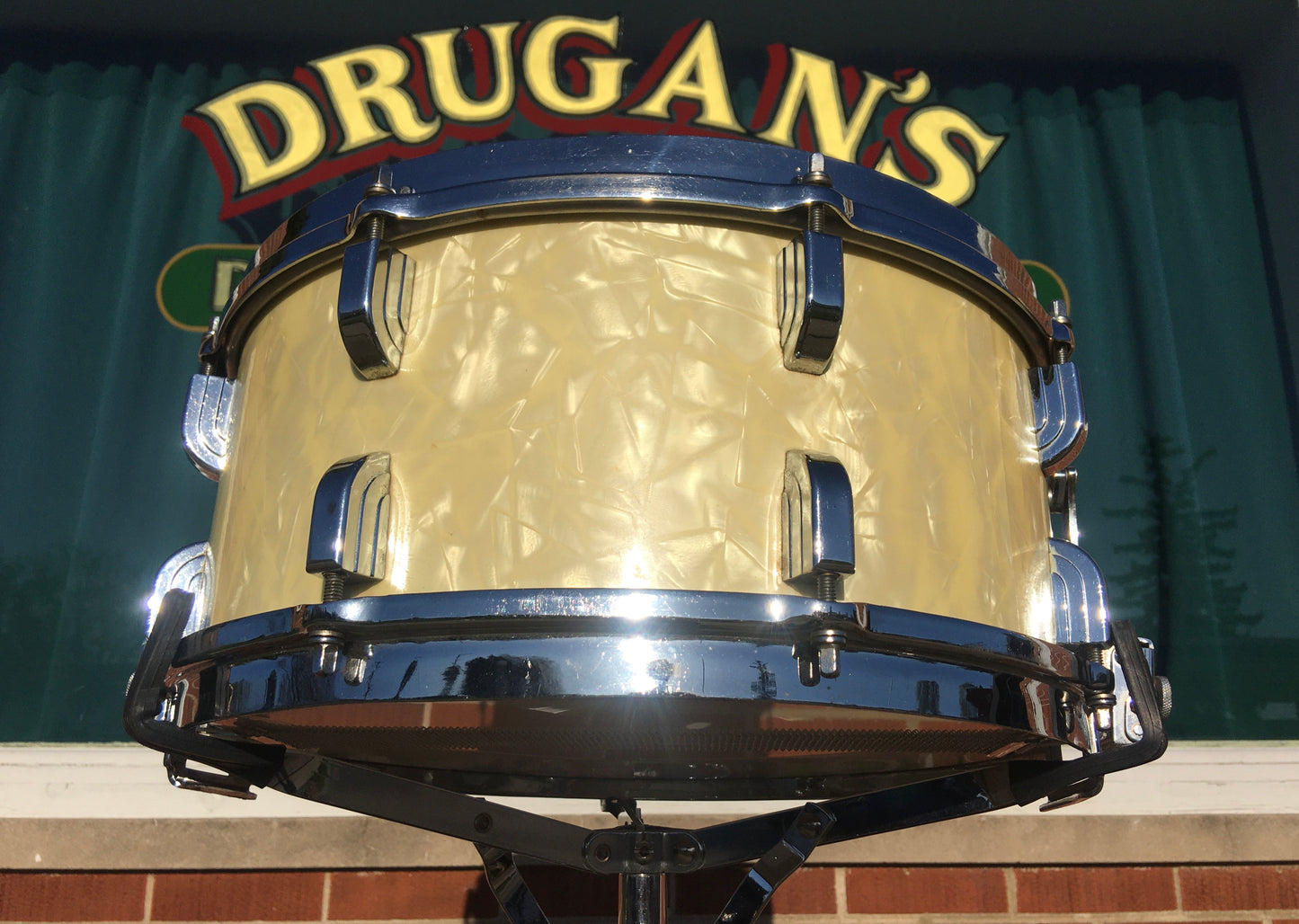 1939 Leedy 6.5x14 Broadway Parallel Snare Drum White Marine Pearl