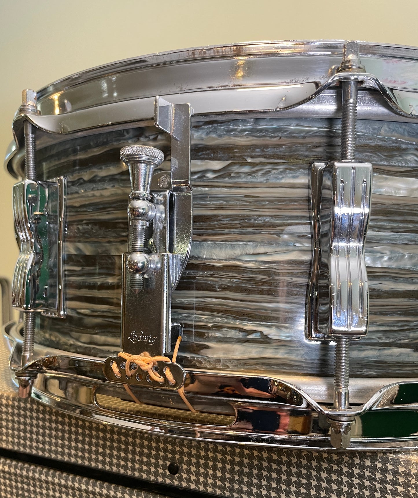 1966 Ludwig 5x14 Jazz Festival Snare Drum Oyster Blue Pearl