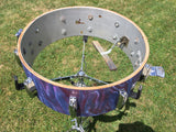 1970s Gretsch Stop Sign Badge 5.5x14 Model 4158 10 Lug Snare Drum Peacock Satin Flame