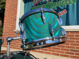 1960s Sonor Multi-Brilliant Teardrop Drum Set Turquoise Satin Flame Blue/Green 20/12/16/5x14 *Video Demo*