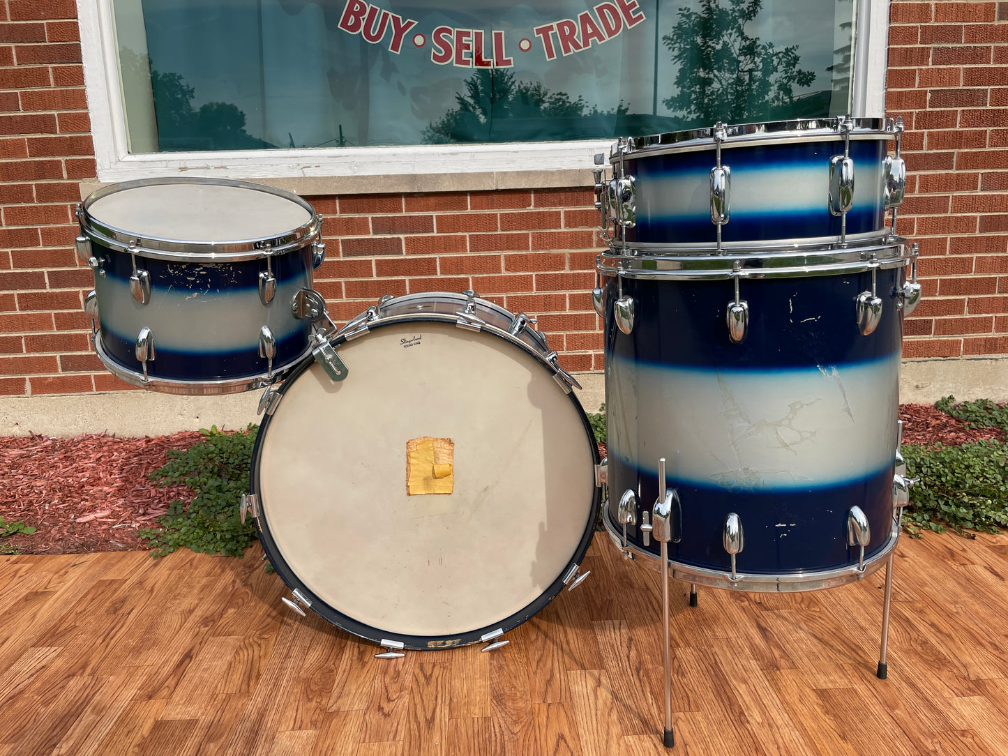 1960s Slingerland Blue & Silver Duco Drum Set 22/13/16/5.5x14